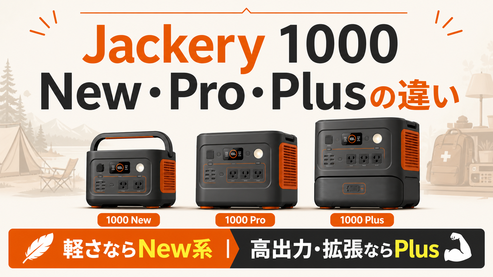 Jackeryポータブル電源1000 New・1000 Pro・1000 Plusの違いと選び方